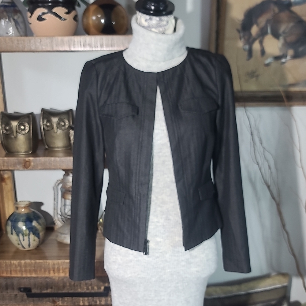 Semantiks Black Women's Zipper Front Jacket Blazer